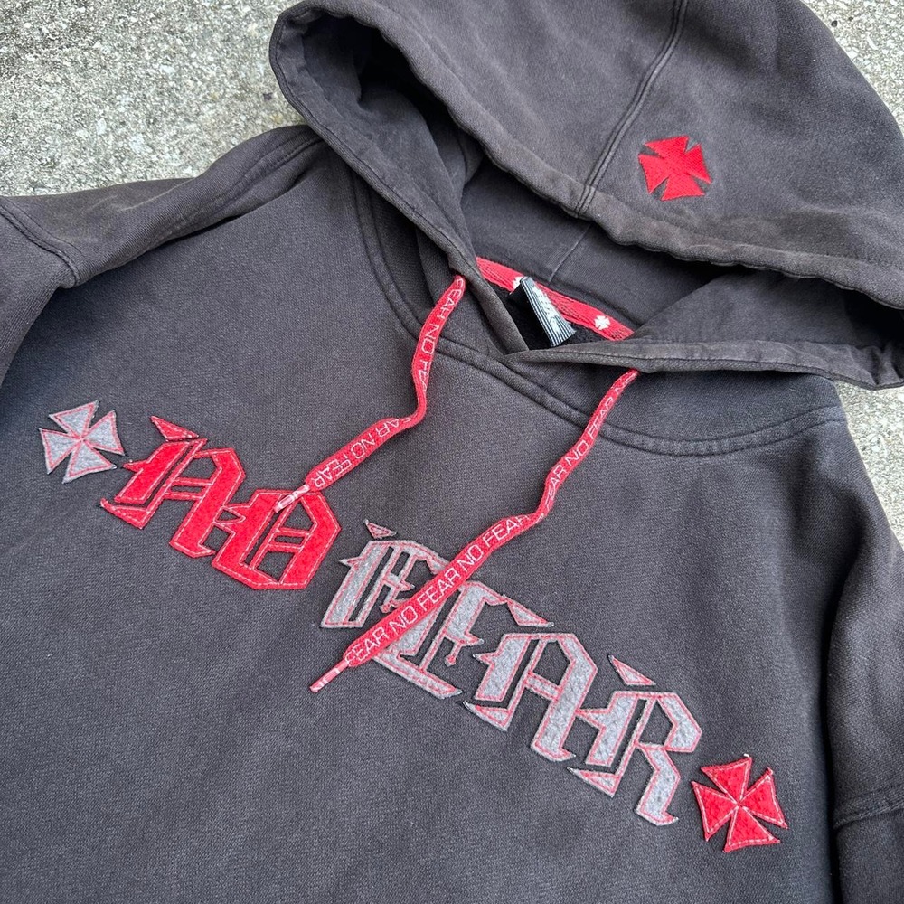 No Fear Gray Pullover Y2K Embroidery Graphic hoodie Size XL - Picture 4 of 7